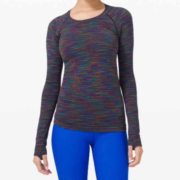 Lululemon Swiftly Tech Long Sleeve 2.0 In Black / Rainbow